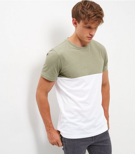 Green Colour Block T-Shirt | New Look