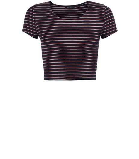 Navy Stripe Crop Top | New Look