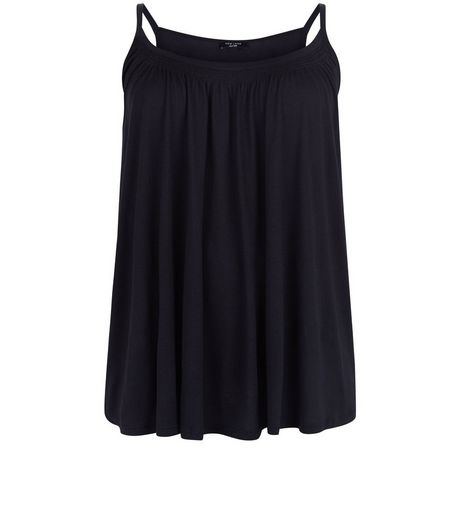 Curves Black Shirred Vest | New Look