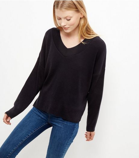 Navy V Neck Jumper | New Look