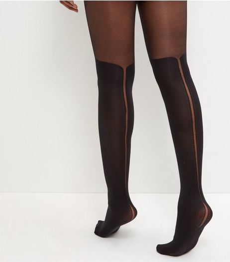 Black Scallop Hem Tights | New Look