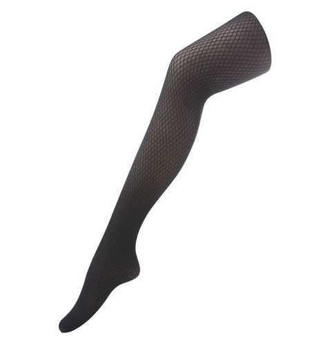 Black Fishnet Print Tights | New Look