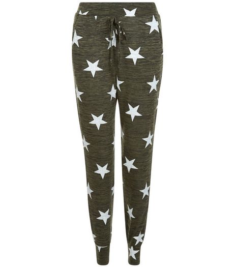 Khaki Star Print Joggers | New Look