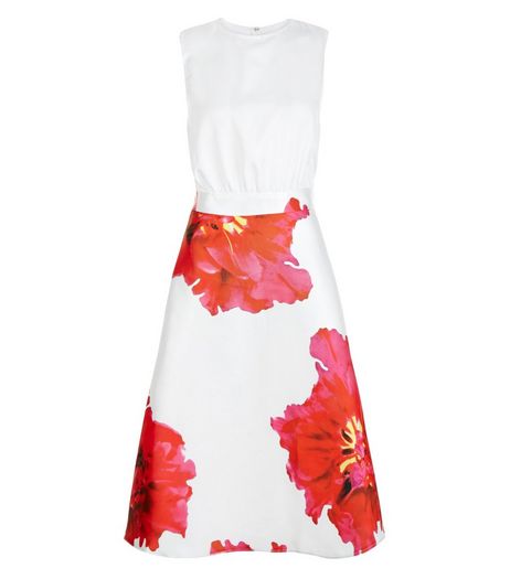 AX Paris Cream Floral Print 2 in 1 Skater Dress | New Look