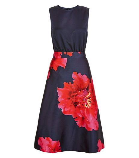 AX Paris Navy Floral Print 2 in 1 Skater Dress | New Look