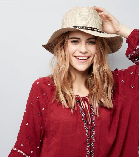 Stone Studded Belt Trim Fedora | New Look