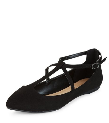 Black Cross Strap Pumps | New Look