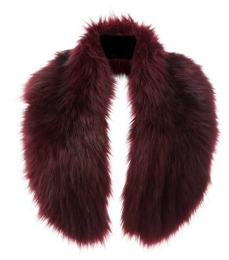 Dark Red Faux Fur Oversized Collar | New Look
