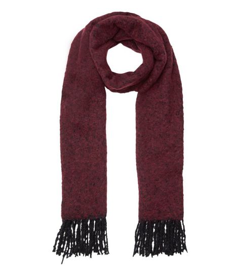 Burgundy Boucle Textured Scarf | New Look