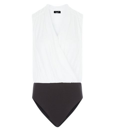 Petite Cream Wrap Front Sleeveless Bodysuit | New Look