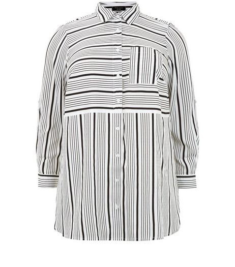 Curves White Stripe Print Shirt | New Look