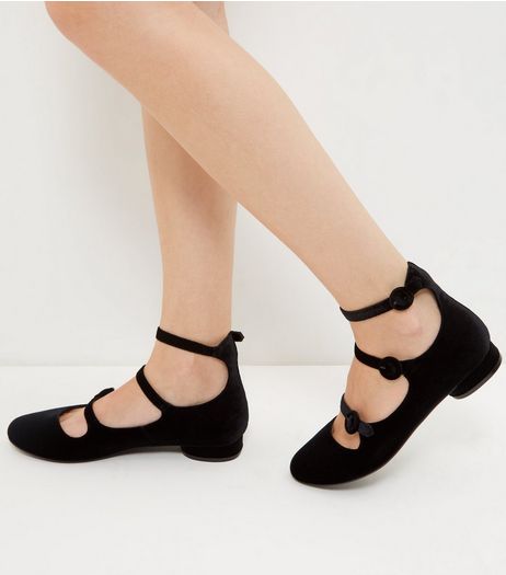 Black Triple Strap Pumps | New Look