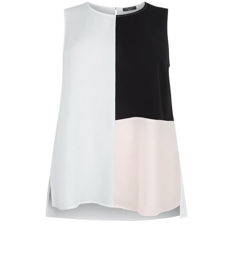 Curves Black Colour Block Sleeveless Top | New Look