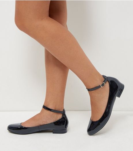 Black Patent Ankle Strap Pumps | New Look