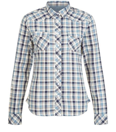 Cameo Rose Blue Check Pocket Front Shirt | New Look