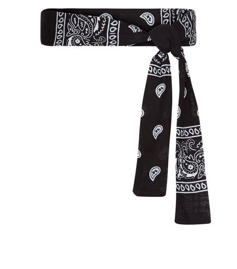 Black Paisley Print Belt | New Look