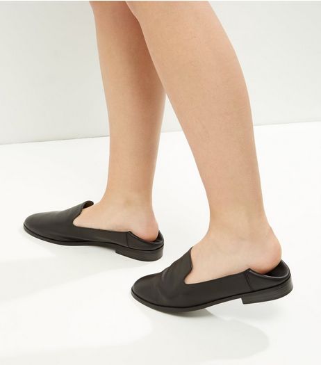 Black Leather Mules | New Look