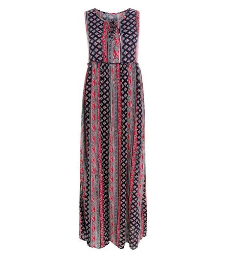 Blue Vanilla Blue Tile Print Lace Up Maxi Dress | New Look