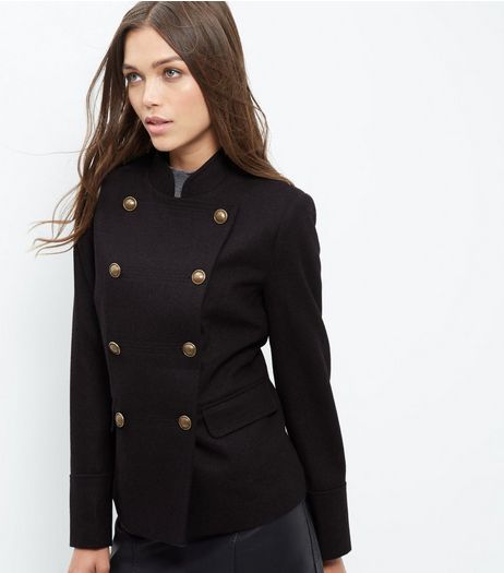Navy Double Breasted Military Jacket | New Look