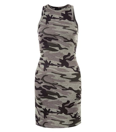 Green Camo Print Bodycon Mini Dress | New Look