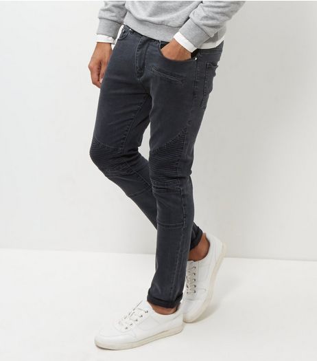 Black Washed Skinny Biker Jeans | New Look