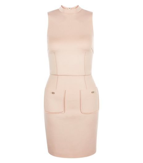AX Paris Mid Pink High Neck Double Pocket Dress | New Look