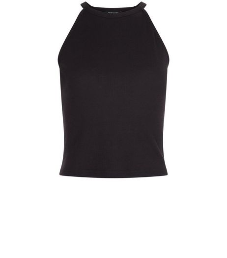 Teens Black Ribbed High Neck Cami | New Look