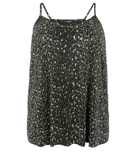 Curves Green Animal Print Pleated Cami | New Look