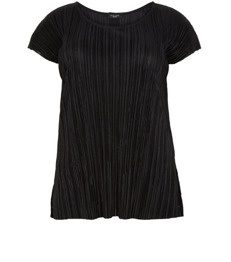 Curves Black Pleated T-Shirt | New Look