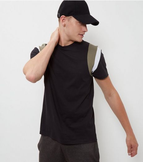 Black Shoulder Panel T-Shirt | New Look