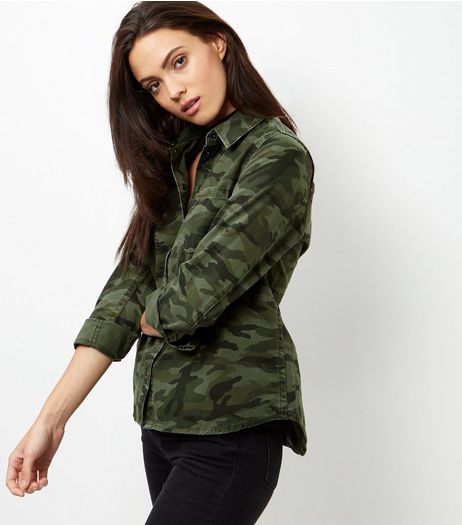 Green Camo Print Shirt | New Look