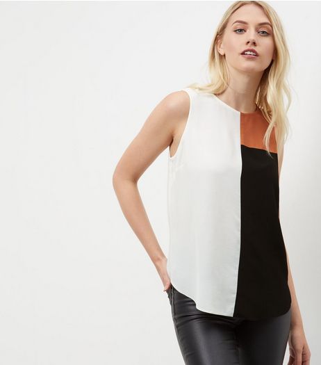 Tall White Colour Block Sleeveless Top | New Look