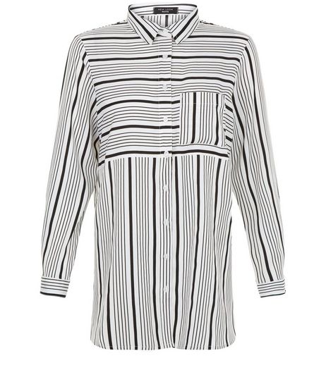 Petite White Stripe Long Sleeve Shirt | New Look