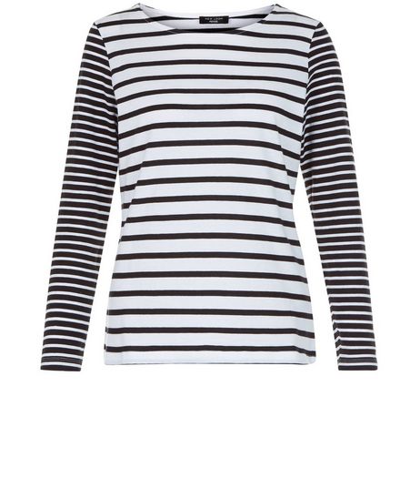 Petite Black Stripe Long Sleeve Top | New Look
