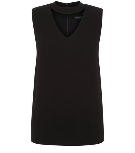 Petite Black Choker Neck Sleeveless Top | New Look