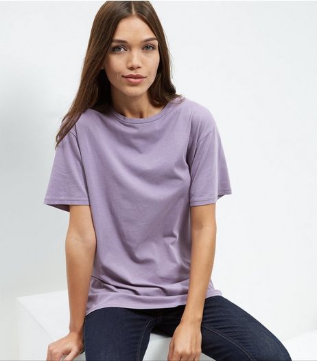 Dark Purple Washed Oversized T-Shirt | New Look