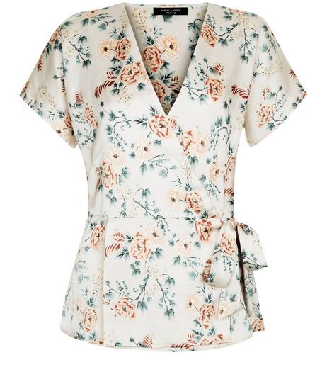 Petite Pink Floral Print Tie Side Wrap Top | New Look