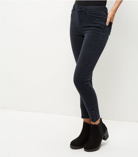 Black Button Cuff Skinny Jeans | New Look