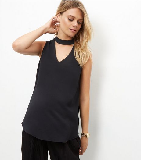 Maternity Black Cut Out Sleeveless Top | New Look