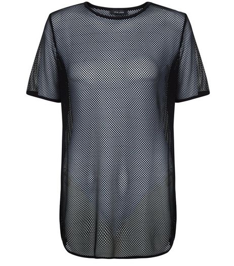 Black Mesh Boyfriend T-Shirt | New Look