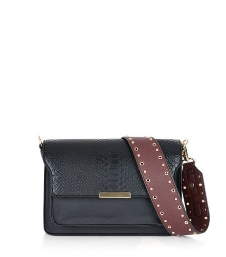 Dark Red Stud And Eyelet Bag Strap | New Look