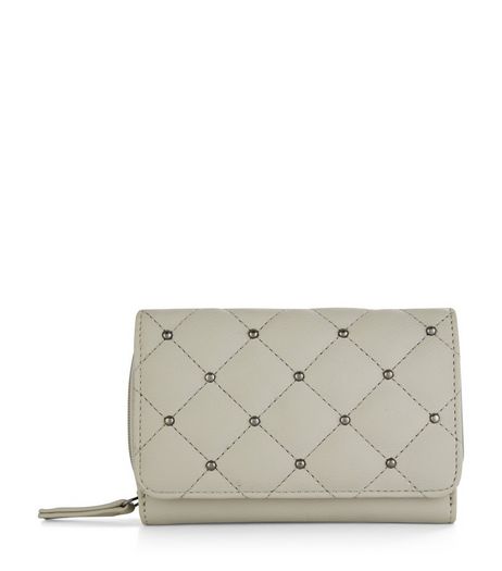 Grey Quilted Stud Mini Cardholder | New Look