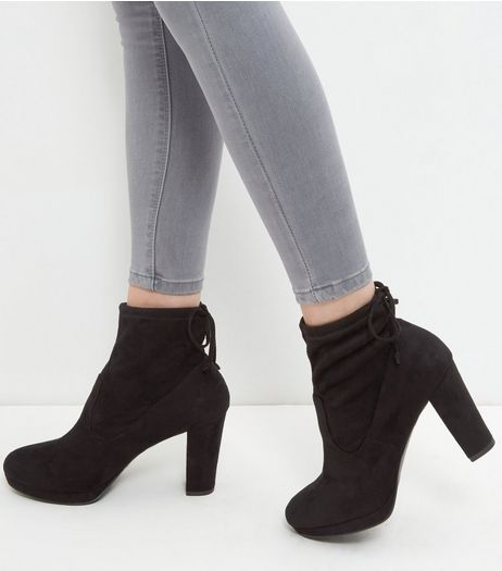 Black Suedette Lace Up Boots | New Look
