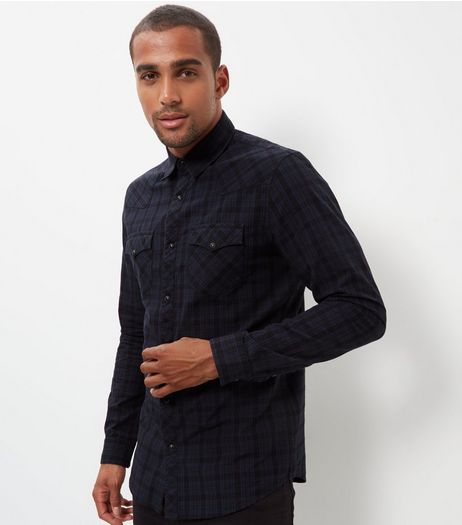 Navy Check Cotton Shirt | New Look