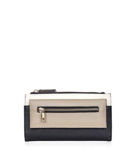 Black Colour Block Fold Over Purse | New Look