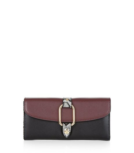 Burgundy Snakeskin Gusset Purse | New Look