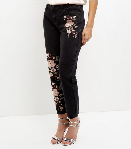 Anita and Green Black Embroidered Floral Jeans | New Look