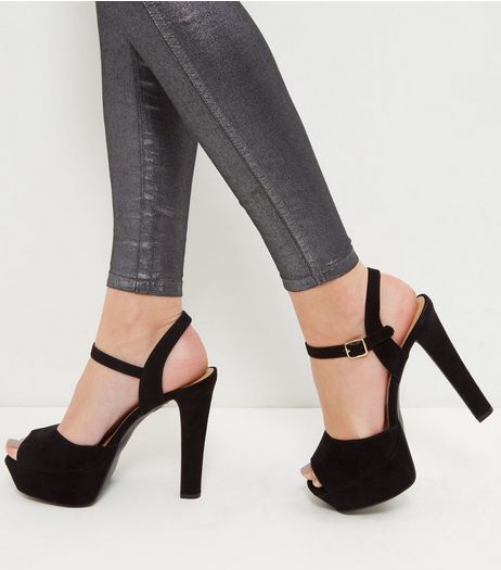 Wide Fit Black Ankle Strap Court Shoes | New Look