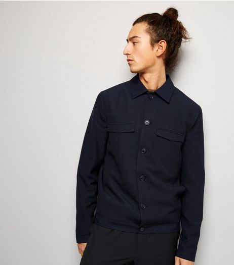 Navy Pinstripe Western Jacket | New Look
