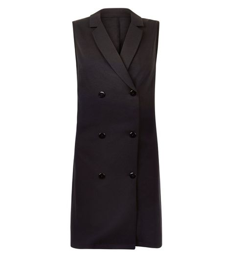 Influence Black Button Front Sleeveless Dress | New Look
